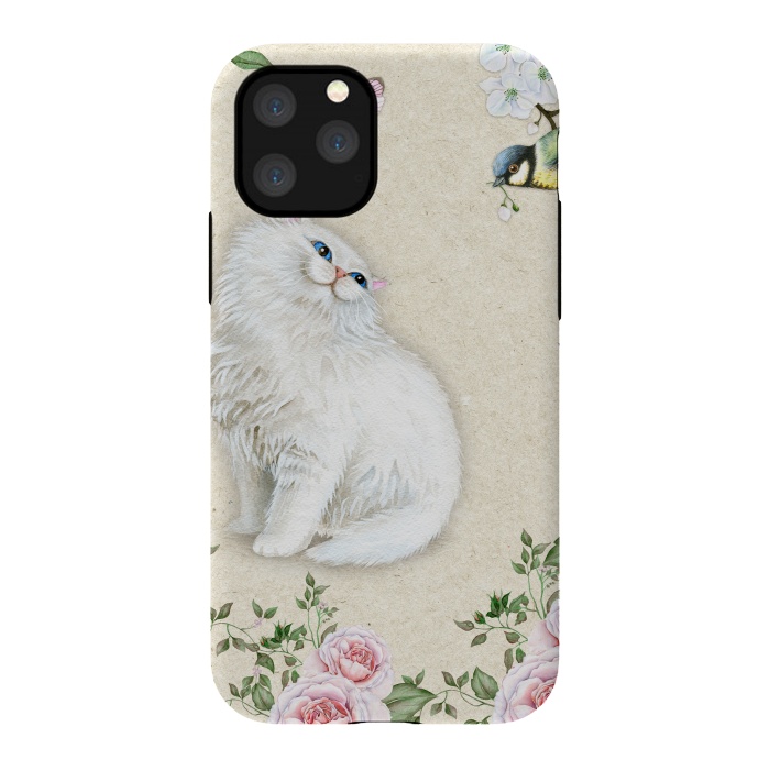 iPhone 11 Pro StrongFit Kitty Welcomes Bird by Creativeaxle