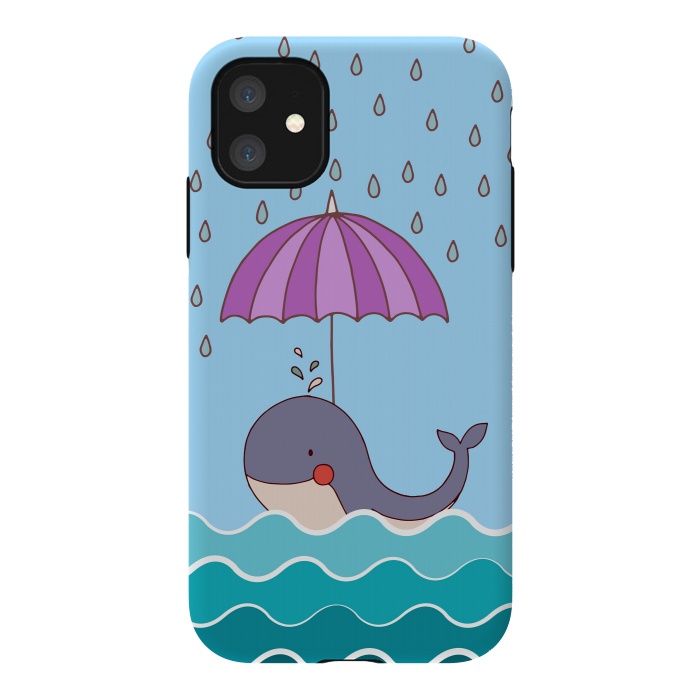 iPhone 11 StrongFit Swimming Whale by Creativeaxle