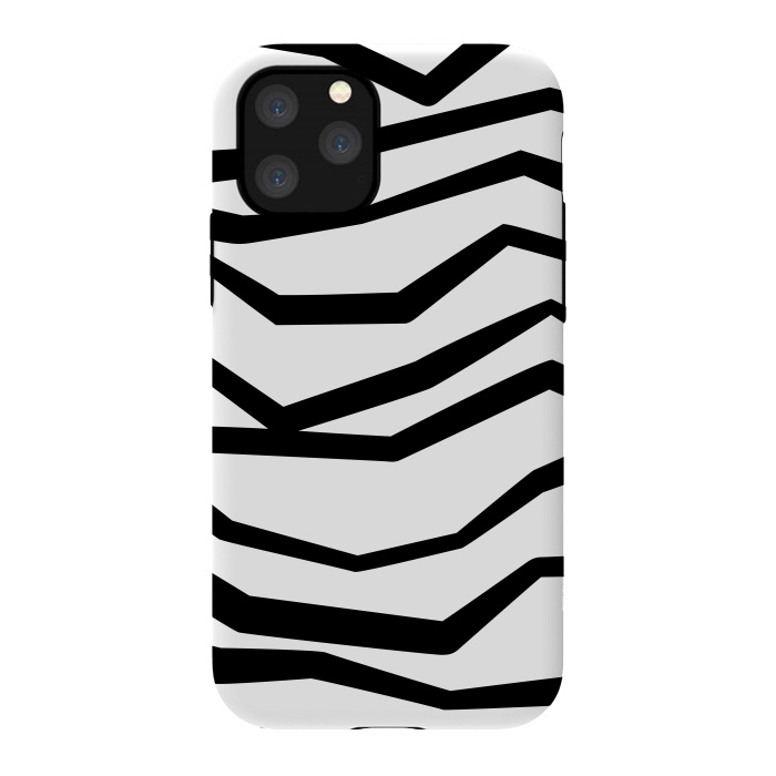 iPhone 11 Pro StrongFit Wavy Zig Zag Stripes Black And White 2 by Andrea Haase