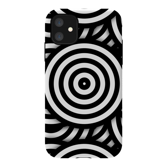 iPhone 11 StrongFit Pop-Art Circle Pattern Black White 2 by Andrea Haase