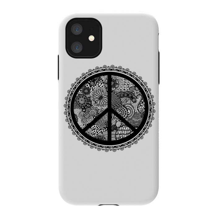 iPhone 11 StrongFit Zen Doodle Peace Symbol by Andrea Haase