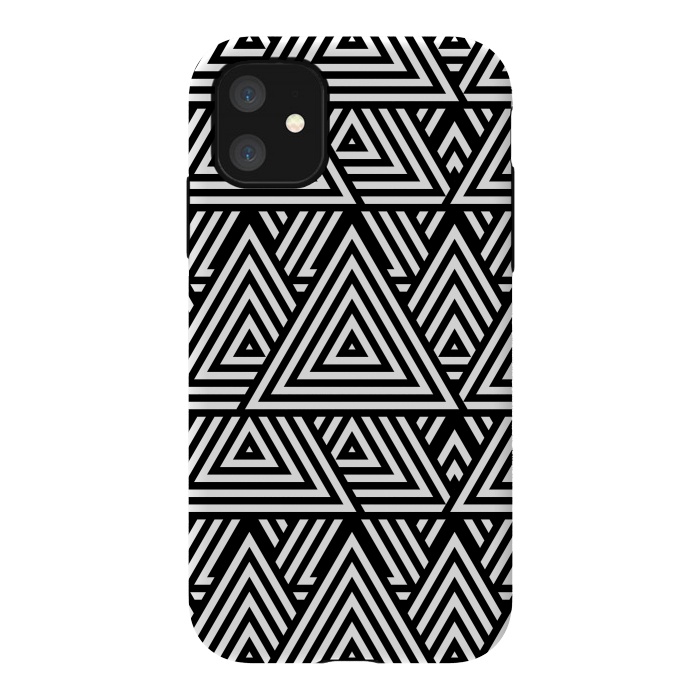 iPhone 11 StrongFit Black White Triangle Pattern by Andrea Haase
