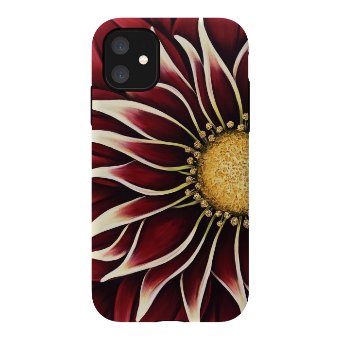 iPhone 11 StrongFit Crimson Zinnia by Denise Cassidy Wood