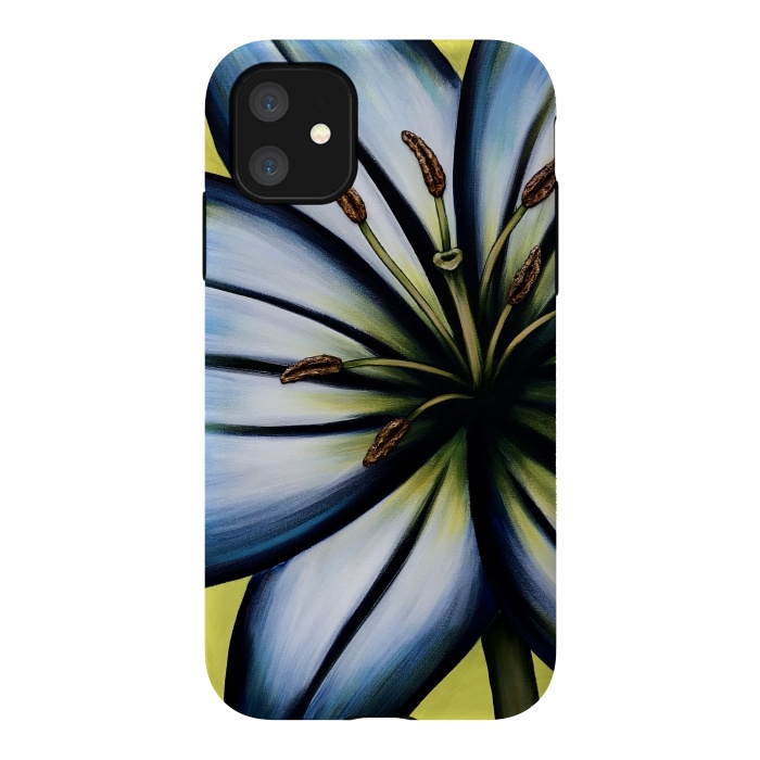 iPhone 11 StrongFit Blue Lily by Denise Cassidy Wood