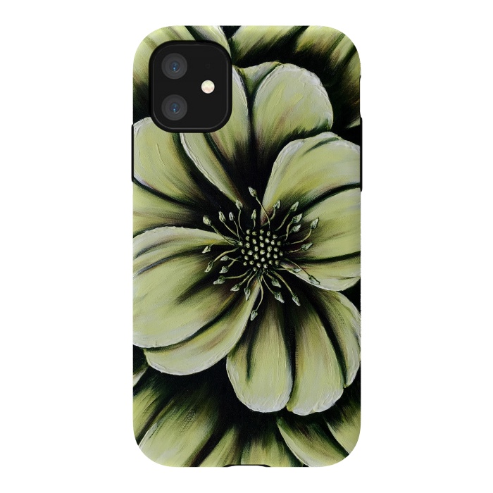 iPhone 11 StrongFit Green Flower by Denise Cassidy Wood