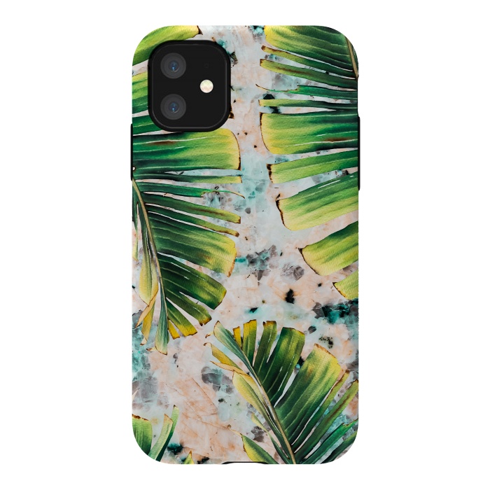 iPhone 11 StrongFit Palm leaf on marble 01 by Mmartabc