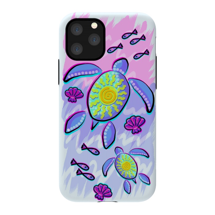 iPhone 11 Pro StrongFit Sea Turtle and Sun Abstract Glitch Ultraviolets by BluedarkArt
