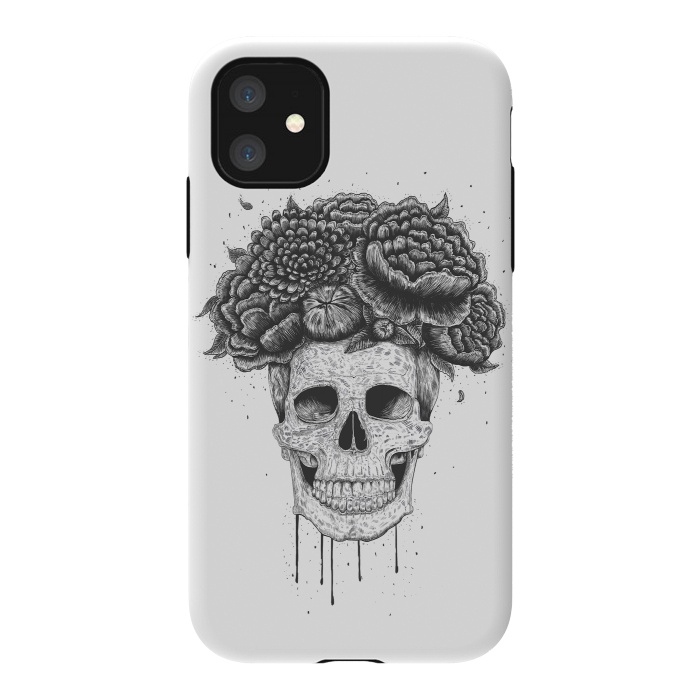 iPhone 11 StrongFit Skull with flowers by kodamorkovkart