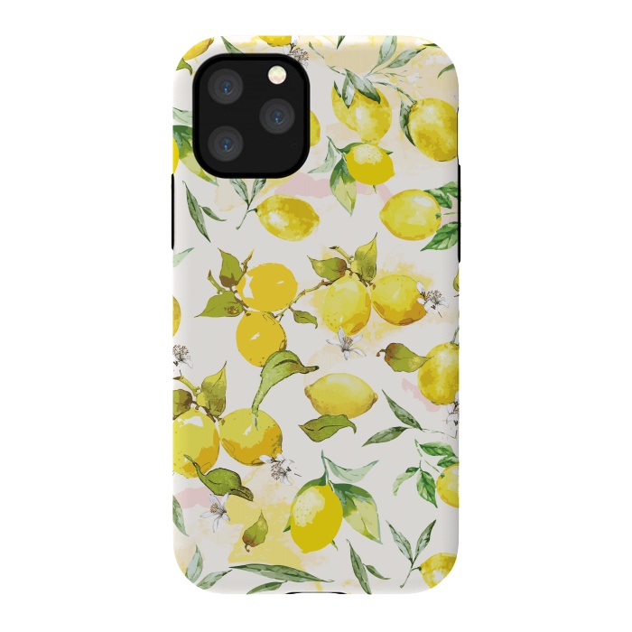 iPhone 11 Pro StrongFit Watercolor Lemon Pattern by Bledi