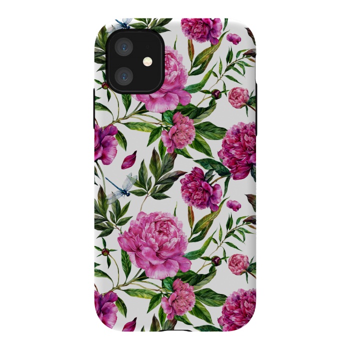 iPhone 11 StrongFit Pink Peonies on White by  Utart