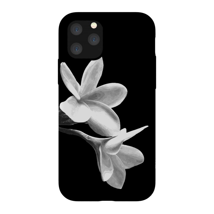 iPhone 11 Pro StrongFit White Flowers Black Background by Alemi