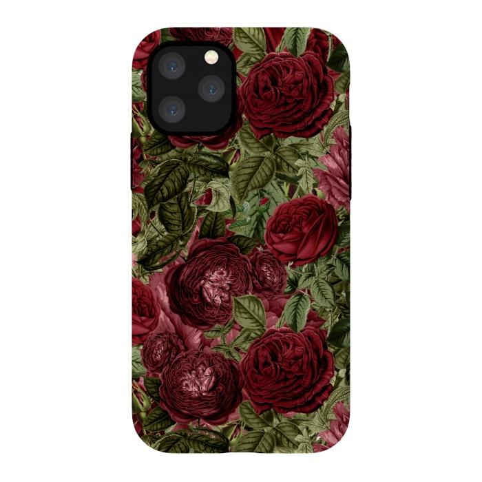iPhone 11 Pro StrongFit Victorian Dark Red Vintage Roses by  Utart