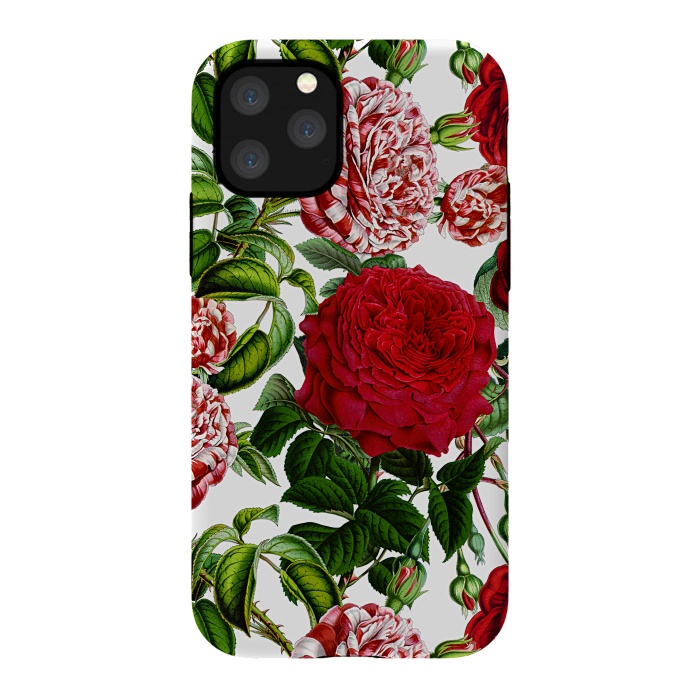 iPhone 11 Pro StrongFit Red and White Vintage Roses Pattern by  Utart