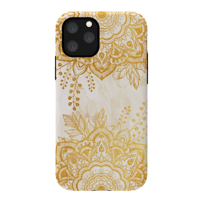 iPhone 11 Pro StrongFit Queen Starring of Mandala-Gold Sunflower II by ''CVogiatzi.