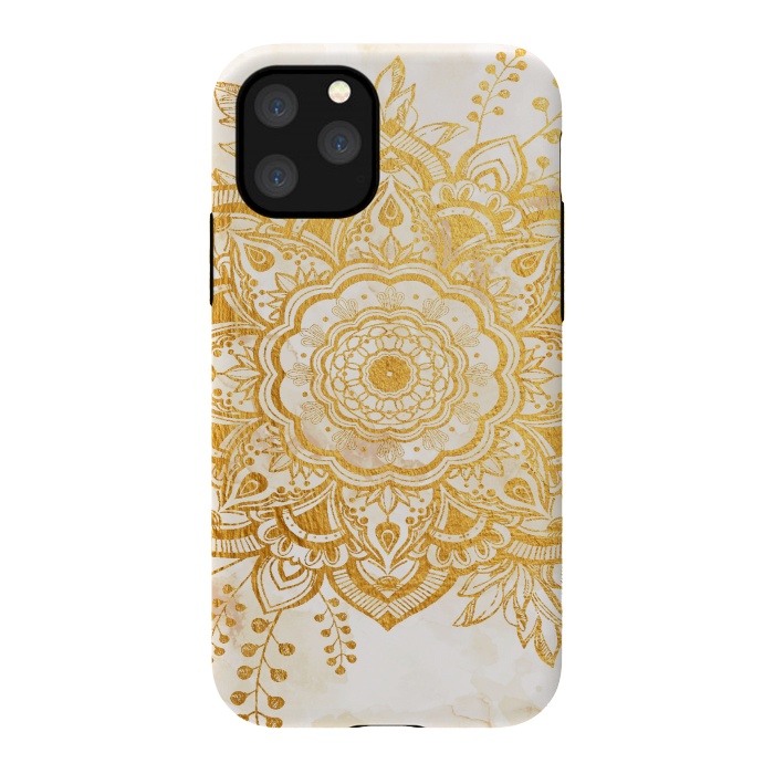 iPhone 11 Pro StrongFit Queen Starring of Mandala-Gold Sunflower I by ''CVogiatzi.
