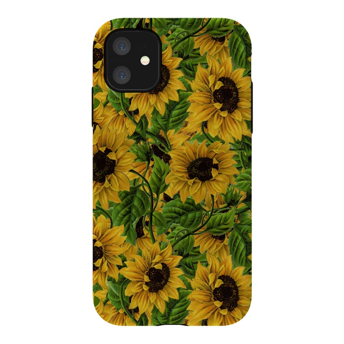 iPhone 11 StrongFit Vintage Sunflower Pattern by  Utart