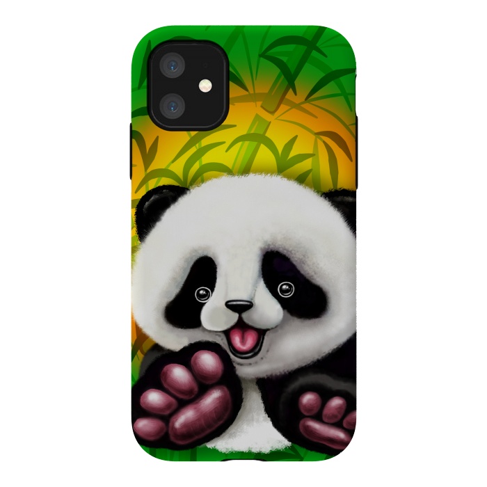 iPhone 11 StrongFit Panda Baby Bear Cute and Happy by BluedarkArt