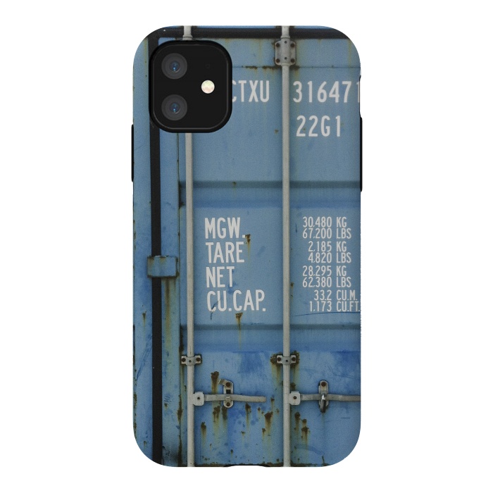 iPhone 11 StrongFit Shipping Containter With Stencil Text by Andrea Haase