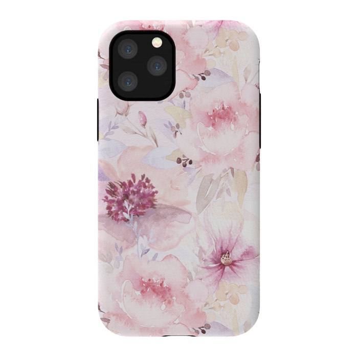 iPhone 11 Pro StrongFit Pink Pastel Watercolor Flower Pattern by  Utart