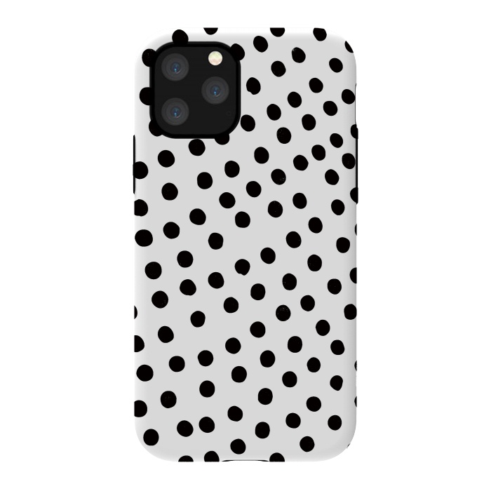 iPhone 11 Pro StrongFit Drunk black polka dots on white by DaDo ART
