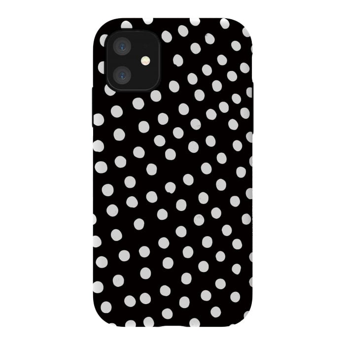iPhone 11 StrongFit Drunk little white polka dots on black  by DaDo ART
