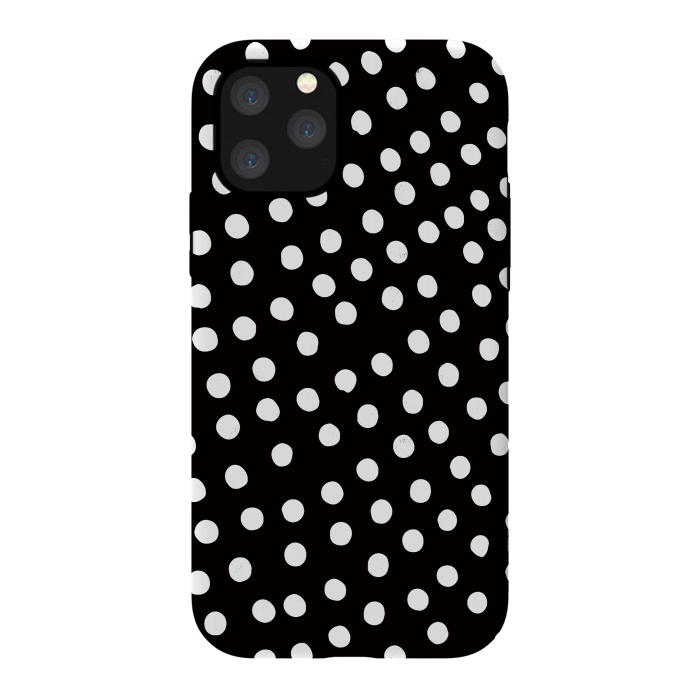 iPhone 11 Pro StrongFit Drunk little white polka dots on black  by DaDo ART