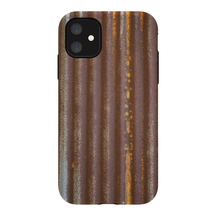 iPhone 11 StrongFit Old Rusty Corrugated Sheet 2 by Andrea Haase