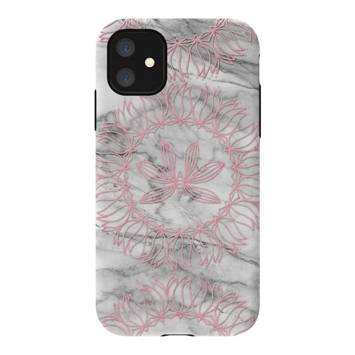 iPhone 11 StrongFit Pink Glitter Mandala on Marble by  Utart