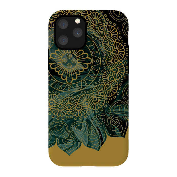 iPhone 11 Pro StrongFit Mandala in Green Marble by Rossy Villarreal