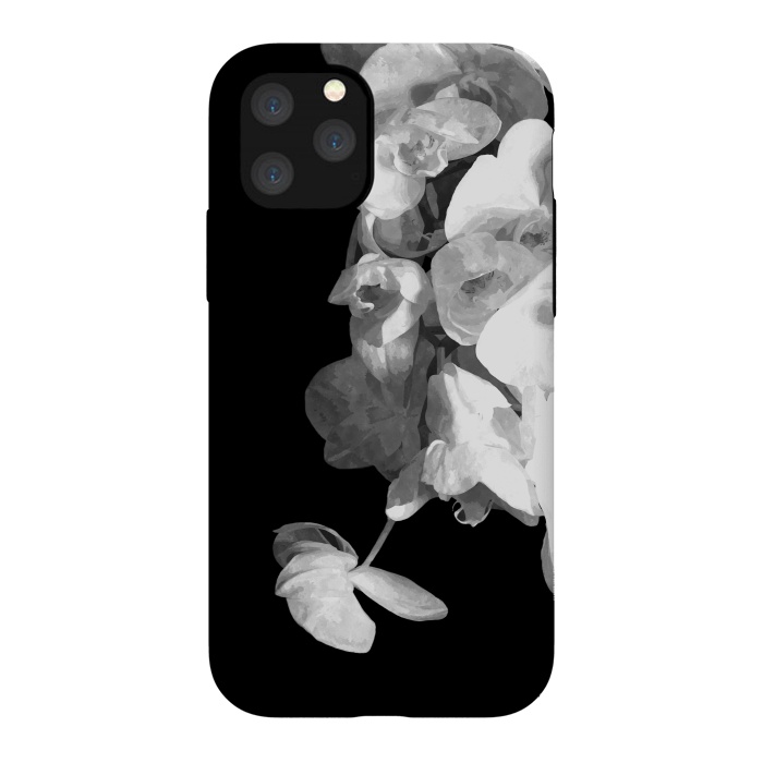 iPhone 11 Pro StrongFit White Orchids Black Background by Alemi