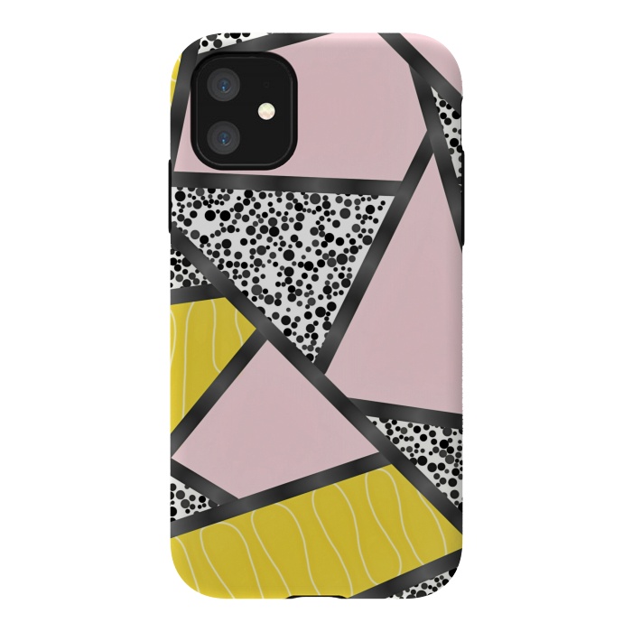 iPhone 11 StrongFit Geometric pink black by Jms