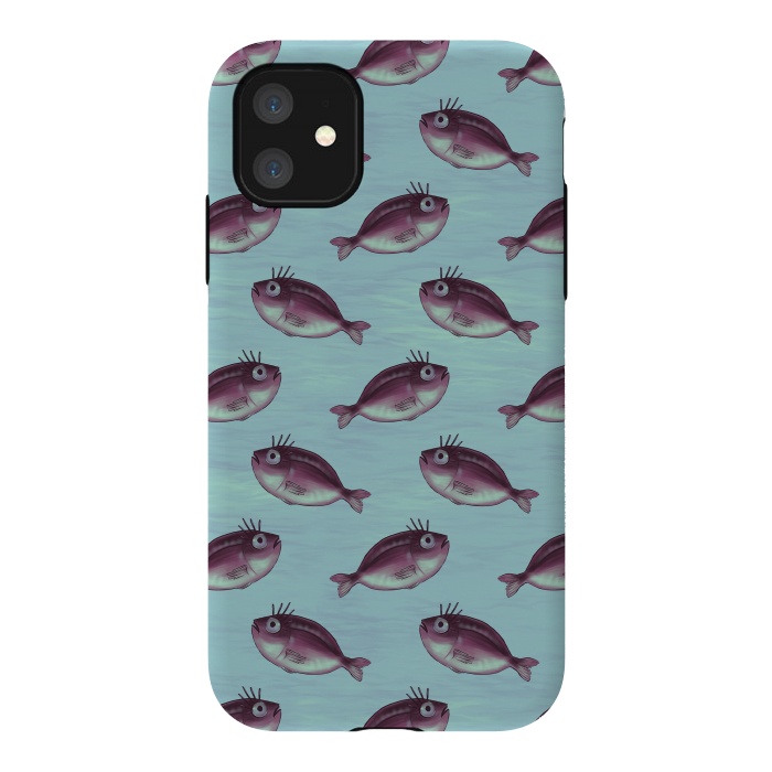 iPhone 11 StrongFit Funny Fish With Fancy Eyelashes Pattern by Boriana Giormova