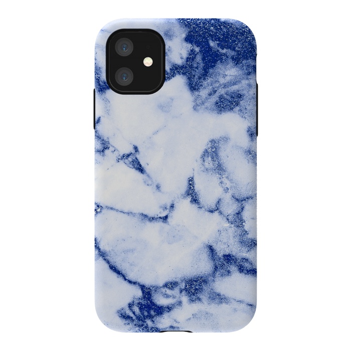 iPhone 11 StrongFit Blue Veined Glitter Marble by  Utart