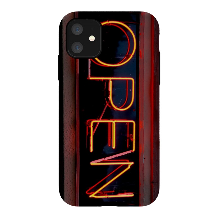 iPhone 11 StrongFit Neon Sign Word Open by Andrea Haase