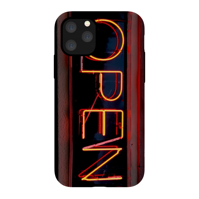 iPhone 11 Pro StrongFit Neon Sign Word Open by Andrea Haase