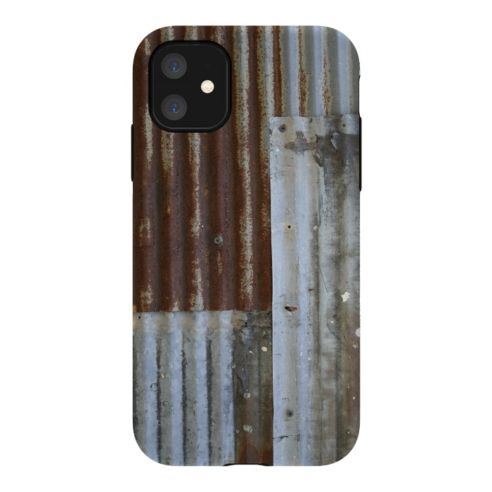 iPhone 11 StrongFit Rusty Corrugated Metal Patches 2 by Andrea Haase