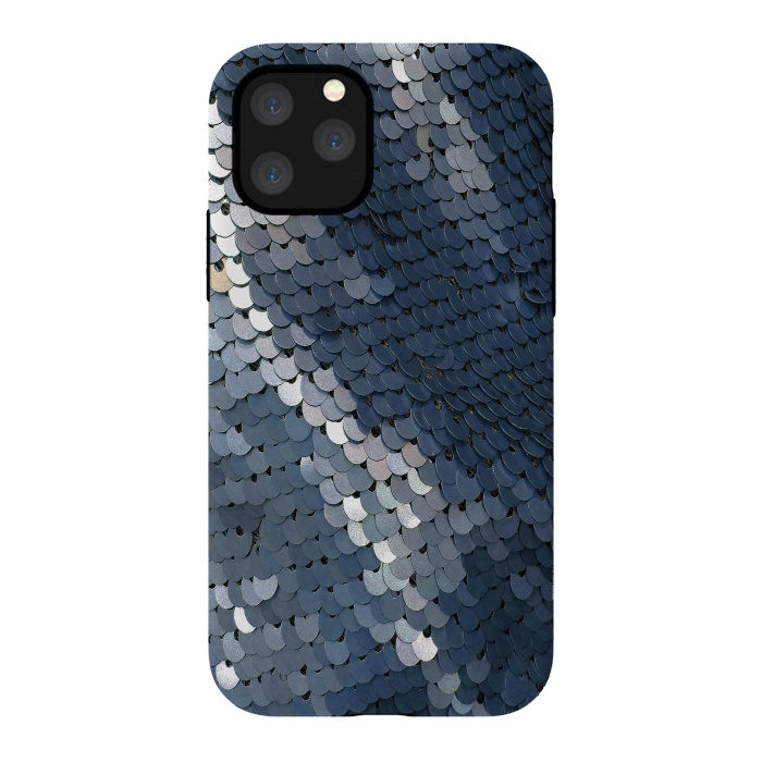 iPhone 11 Pro StrongFit Shiny Blue Gray Sequins by Andrea Haase
