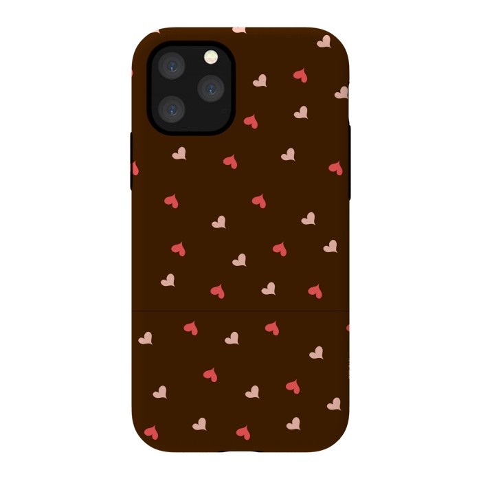 iPhone 11 Pro StrongFit red hearts with brown background by MALLIKA