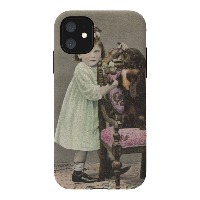 iPhone 11 StrongFit Vintage Girl With Dog by Andrea Haase