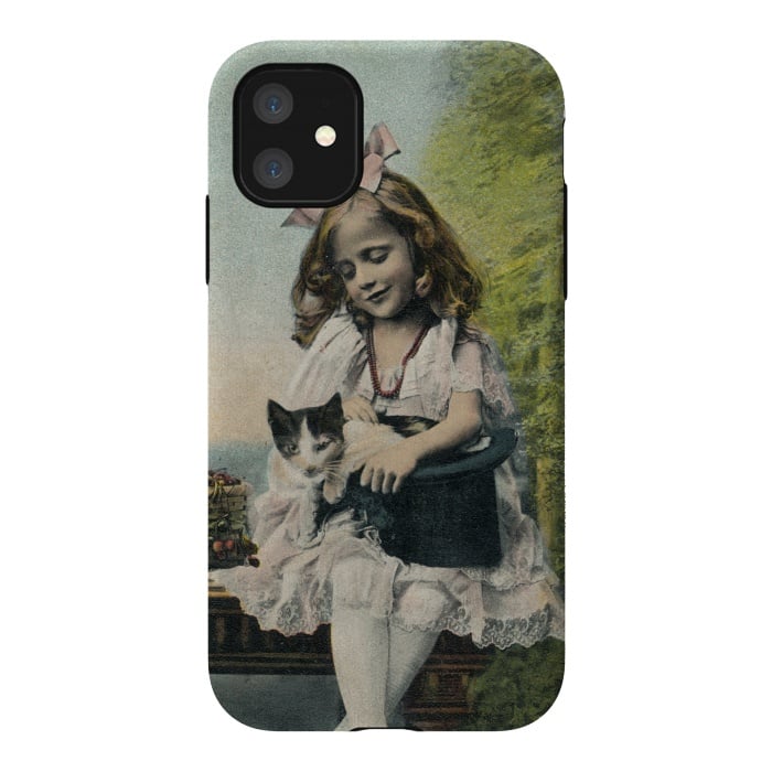 iPhone 11 StrongFit Retro Girl With Cat by Andrea Haase