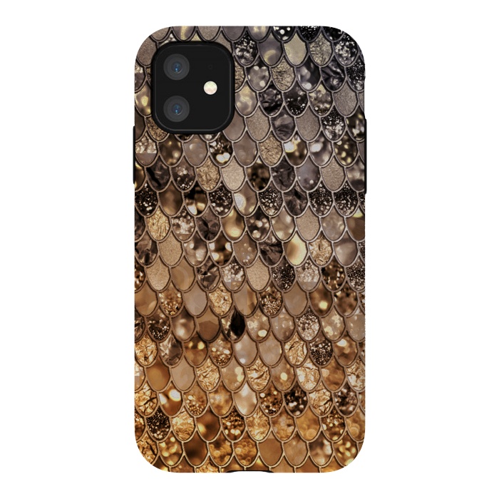 iPhone 11 StrongFit Old Gold and Bronze Mermaid Scales Pattern by  Utart