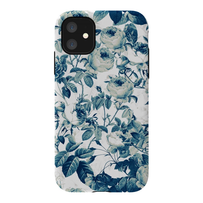 iPhone 11 StrongFit Blue Vintage Rose Pattern  by  Utart