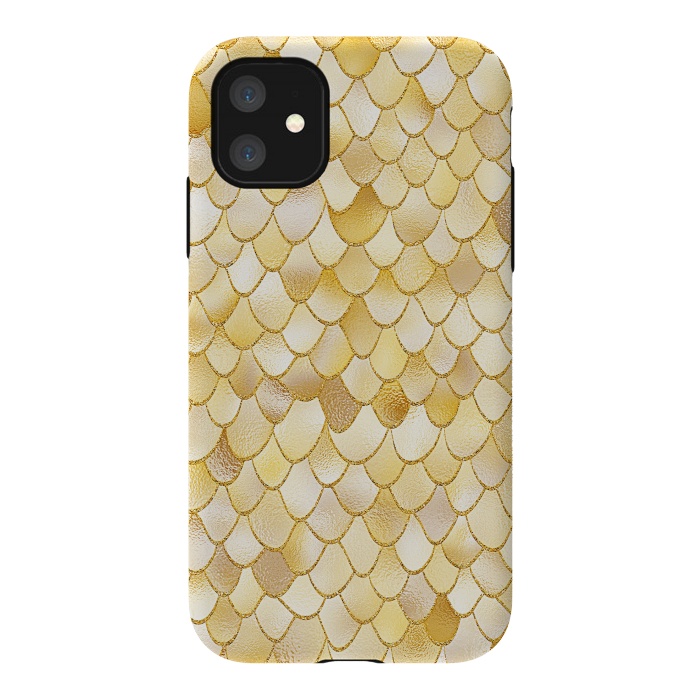 iPhone 11 StrongFit Gold Wonky Metal Mermaid Scales by  Utart