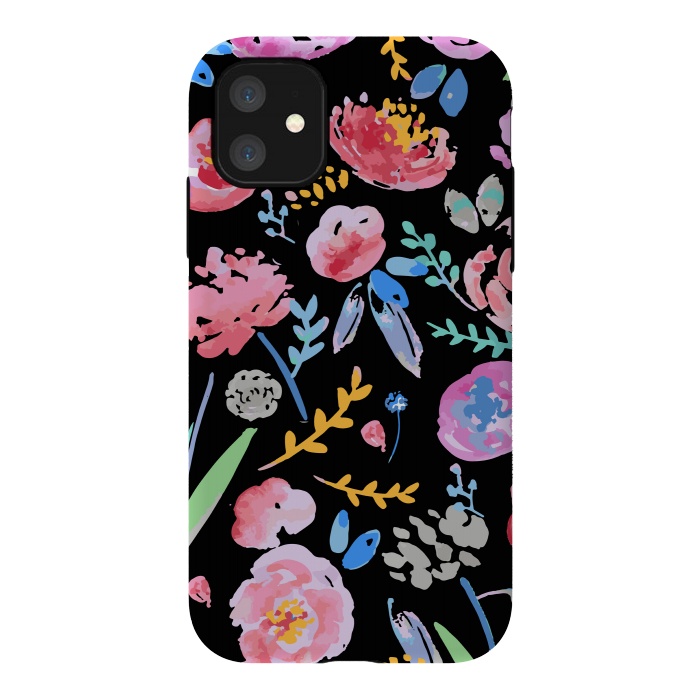 iPhone 11 StrongFit Watercolor Florals by MUKTA LATA BARUA
