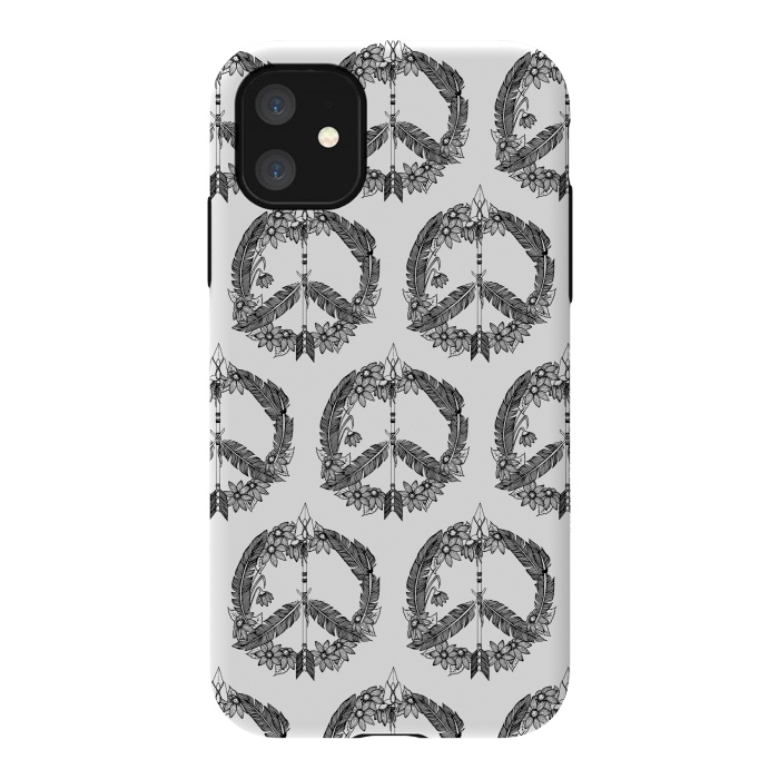 iPhone 11 StrongFit Bohemian Peace Sign Print by Becky Starsmore