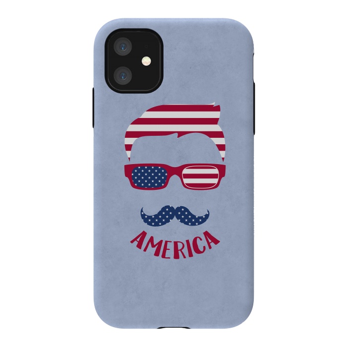 iPhone 11 StrongFit American Hipster Face 4th July by Andrea Haase