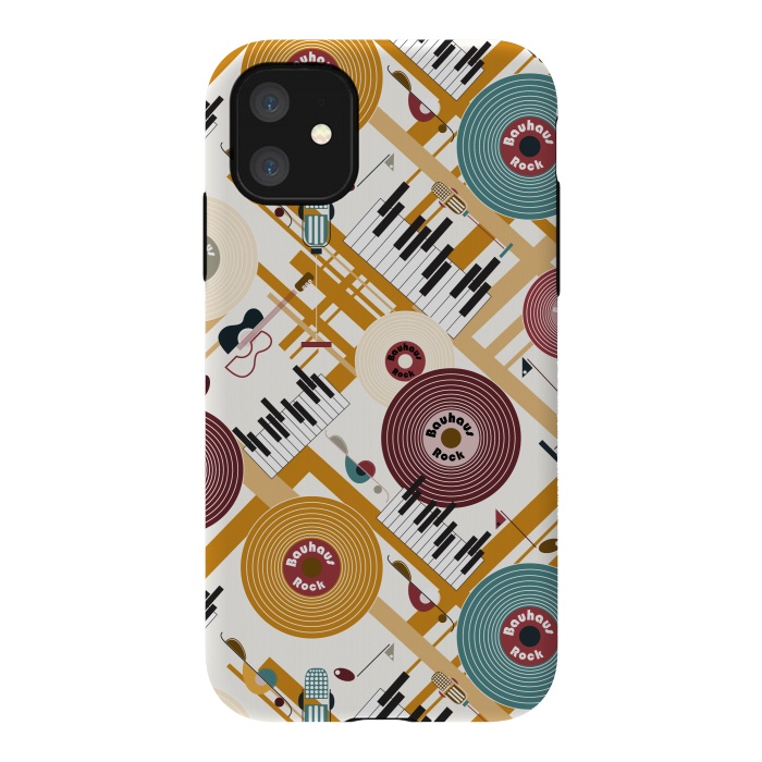 iPhone 11 StrongFit Bauhaus Rock - Mustard and Burgundy by Paula Ohreen