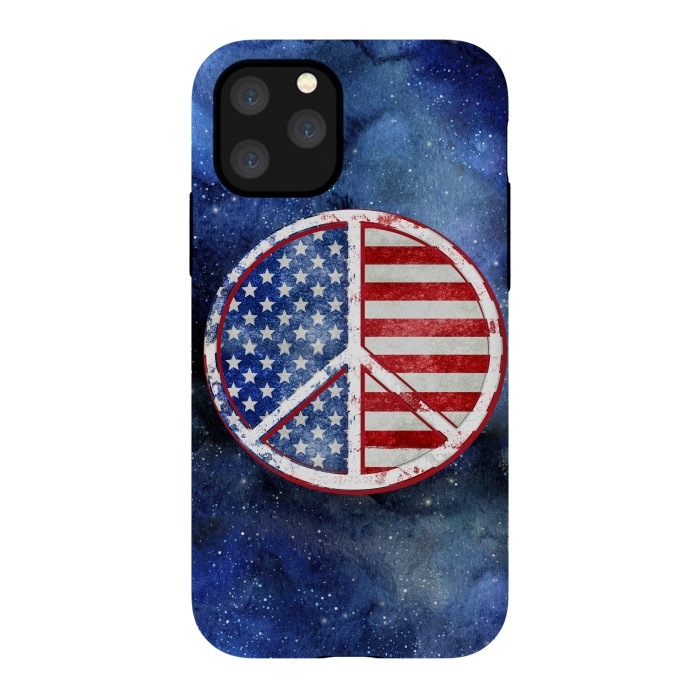 iPhone 11 Pro StrongFit Peace Sign Stars and Stripes USA Flag 2 by Andrea Haase