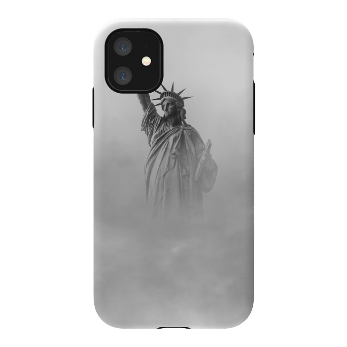 iPhone 11 StrongFit Statue Of Liberty Black And White by Andrea Haase