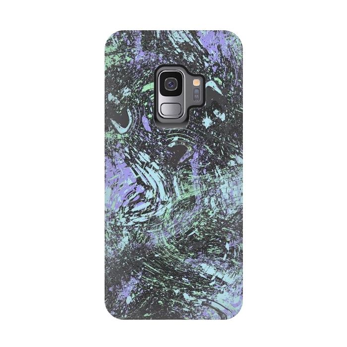 Galaxy S9 StrongFit Dripping Splatter Purple Turquoise by Ninola Design